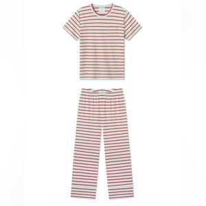 Lake Pajamas x Atlantic Pacific Pima Darby Pants Set Maraschino Stripe M